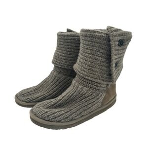 UGG Australia Cardy Knit Boots‎ Gray Wool Blend Button Up Booties Womens Size 5